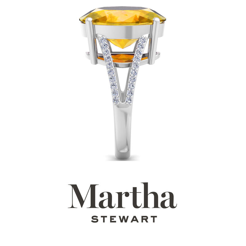 Martha Stewart 10 1/4ctw. Oval Citrine & Lab Grown Diamond Ring In Sterling Silver image number null